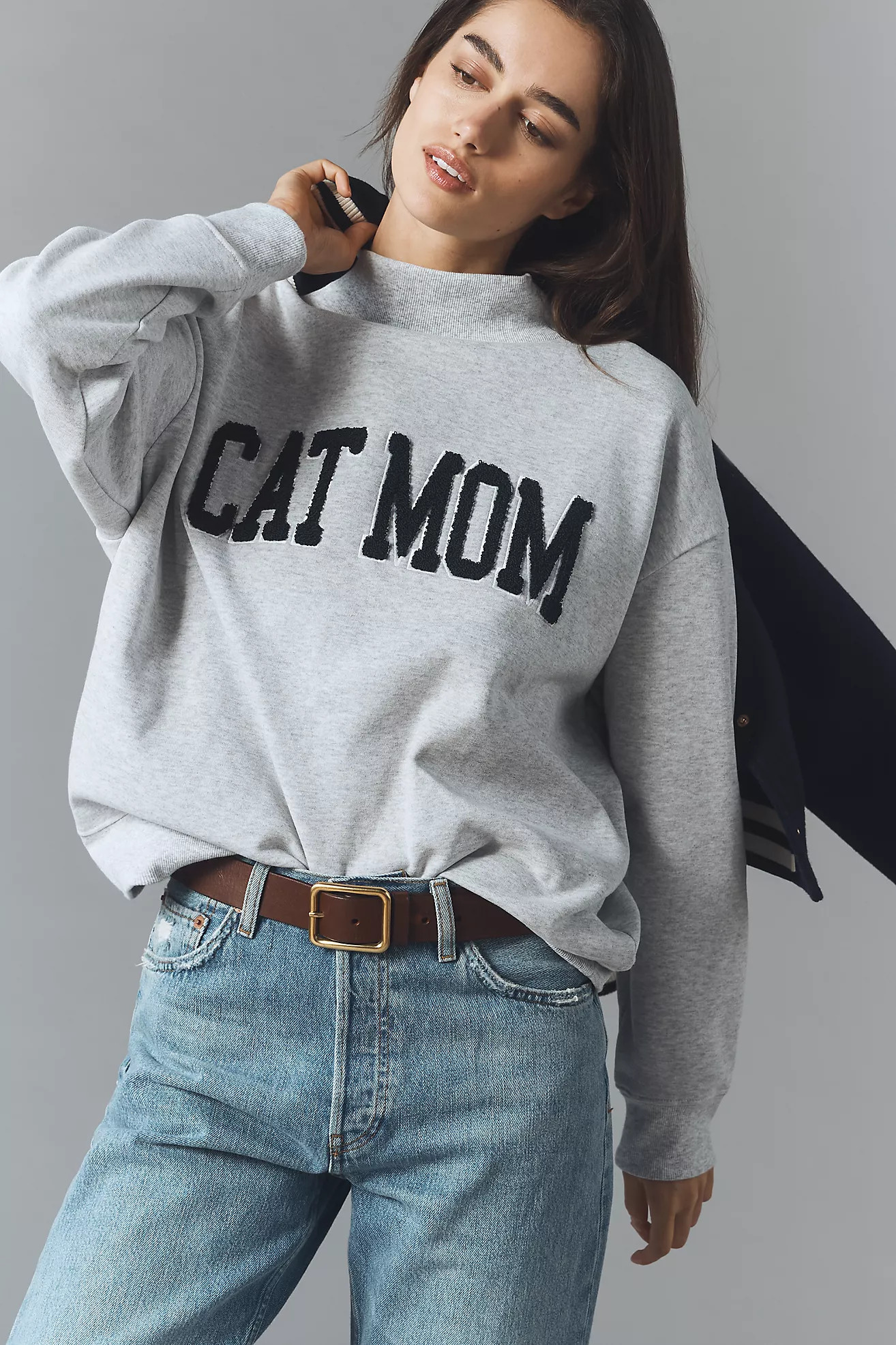 By Anthropologie Mock-Neck Pet Mom Sweatshirt | Anthropologie (US)