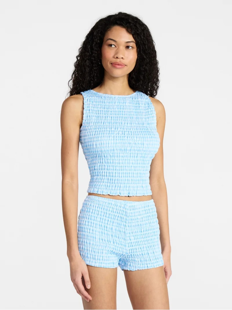 No Boundaries Smocked Tank Top and Shorts Set, 2-Piece, Women's XXS-XXL | Walmart (US)