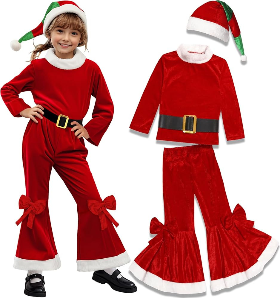 SIZGAROOT Girls Santa Dress Toddler Santa Outfit Christmas Mrs Claus Costume Kids | Amazon (US)