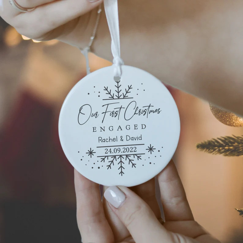 Personalised First Christmas Engaged Ceramic Decoration, Engaged Ornament Keepsake Plaque, Engagemen | Etsy (US)