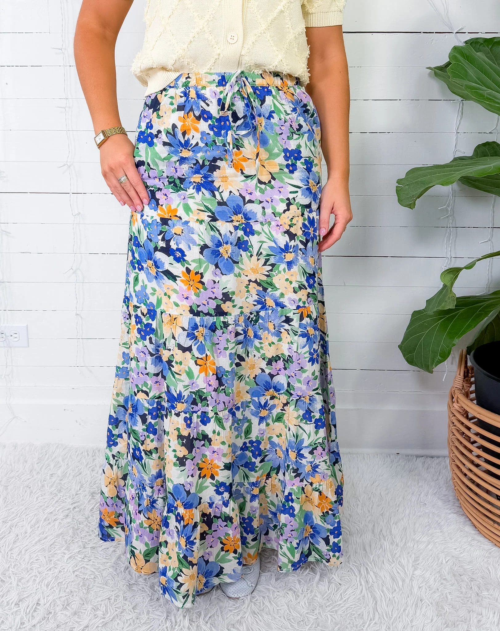 Lotus Vista Blue Maxi Skirt | Clover and Bee | Clover + Bee