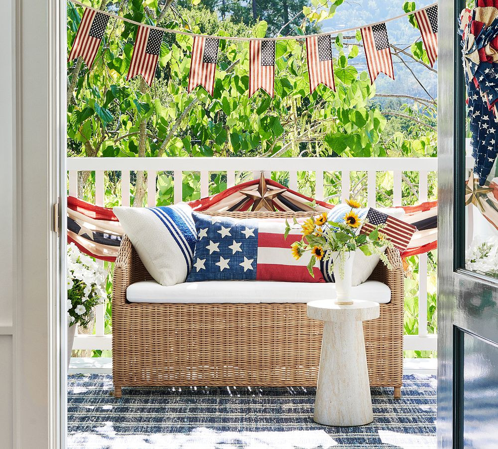 Flag Embroidered Outdoor Lumbar Pillow | Pottery Barn (US)