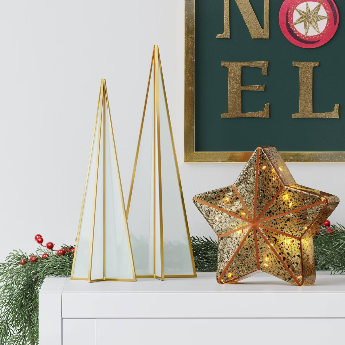 Lit Mercury Style Glass Star Christmas Figurine - Wondershop™ Gold | Target