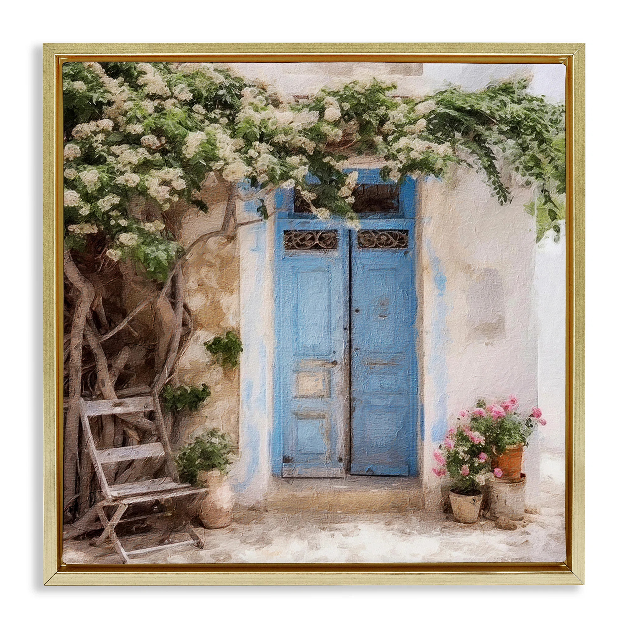 Ophelia & Co. Greek Doorway with Tree Framed Floater Canvas Wall Art by RileyB | Wayfair | Wayfair North America