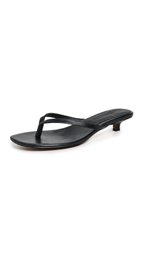 Madewell Women's The Chiara Kitten Heel Thong Sandal in Leather, True Black, 8.5 Medium US | Amazon (US)
