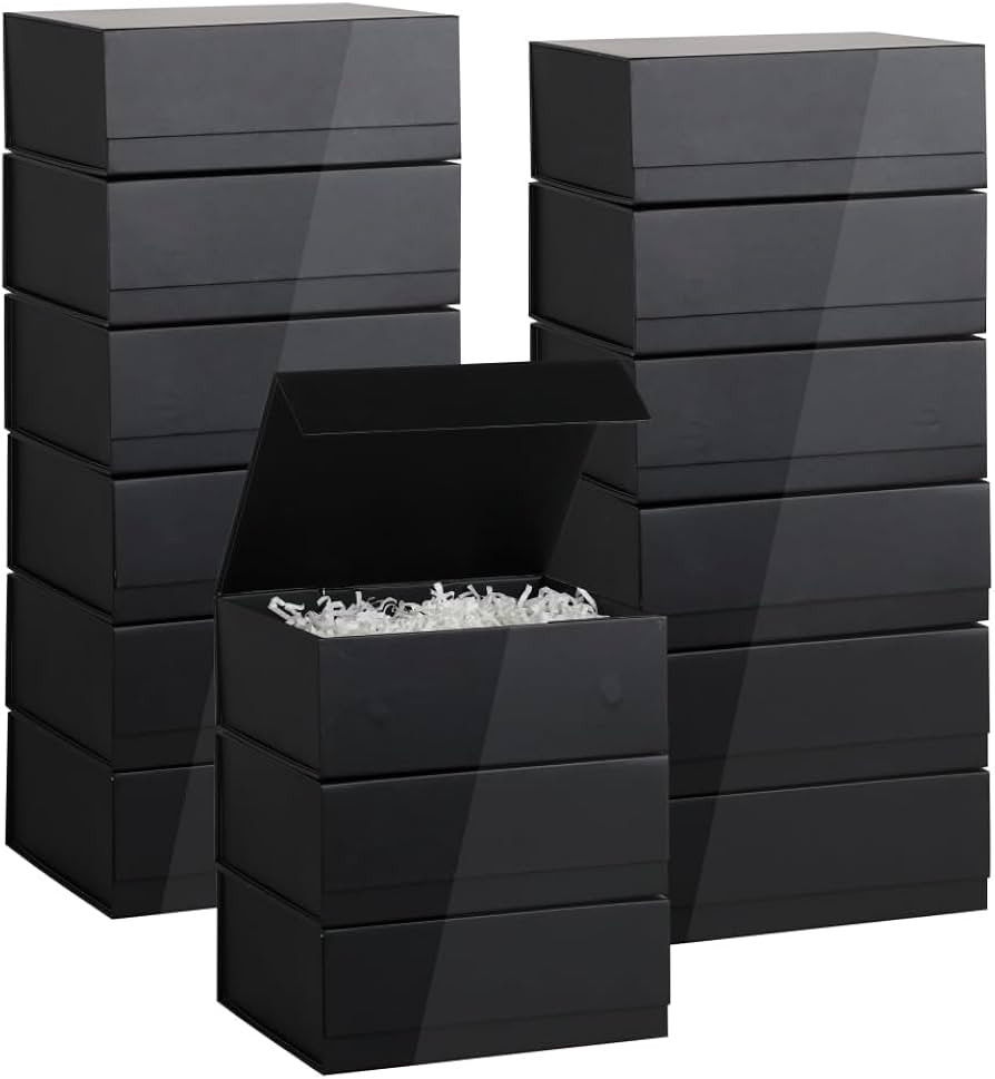 Black Magnetic Gift Box 15 Pack 7.8X7X3 Inch Foldable Gift Boxes Bulk Black Gift Boxes with Lids ... | Amazon (US)