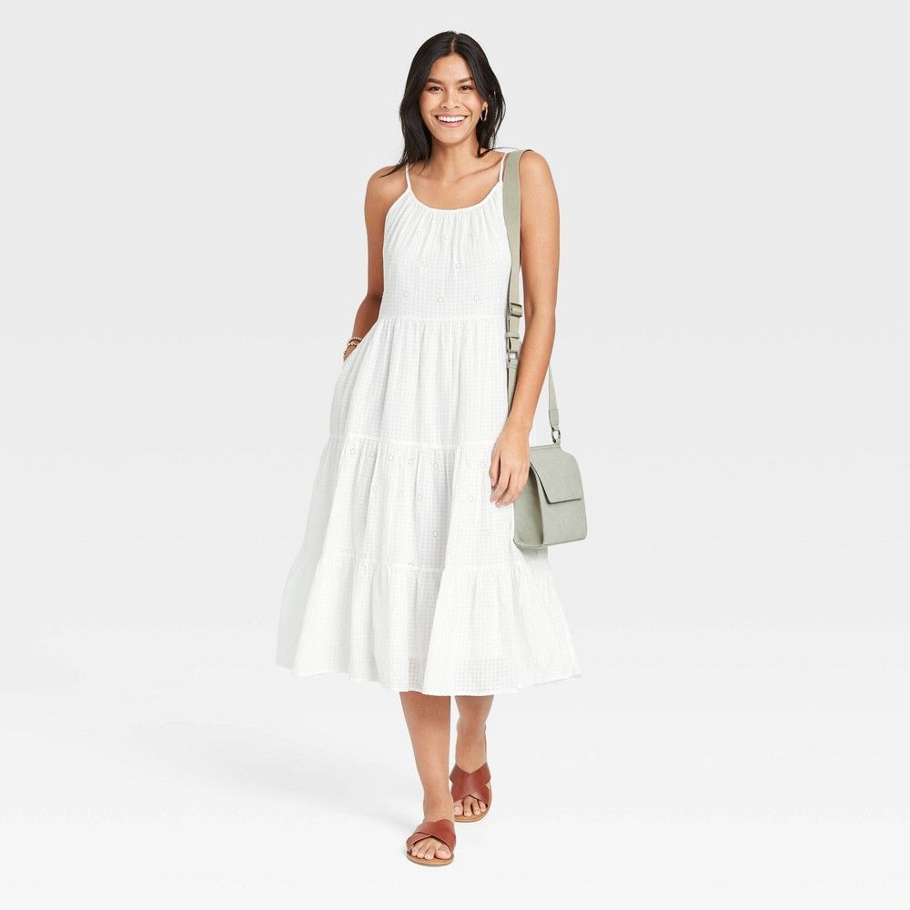 Women's Sleeveless Tiered Dress - Universal Thread White XL | Target