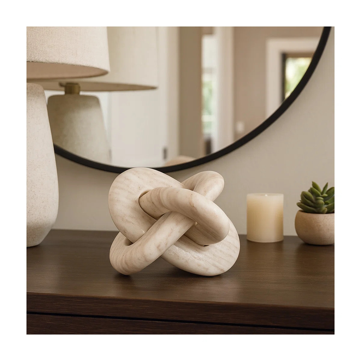 Sculptural Marble Decorative Object with Interlocking Design for Living Room Decor - Modern Home ... | Wayfair North America
