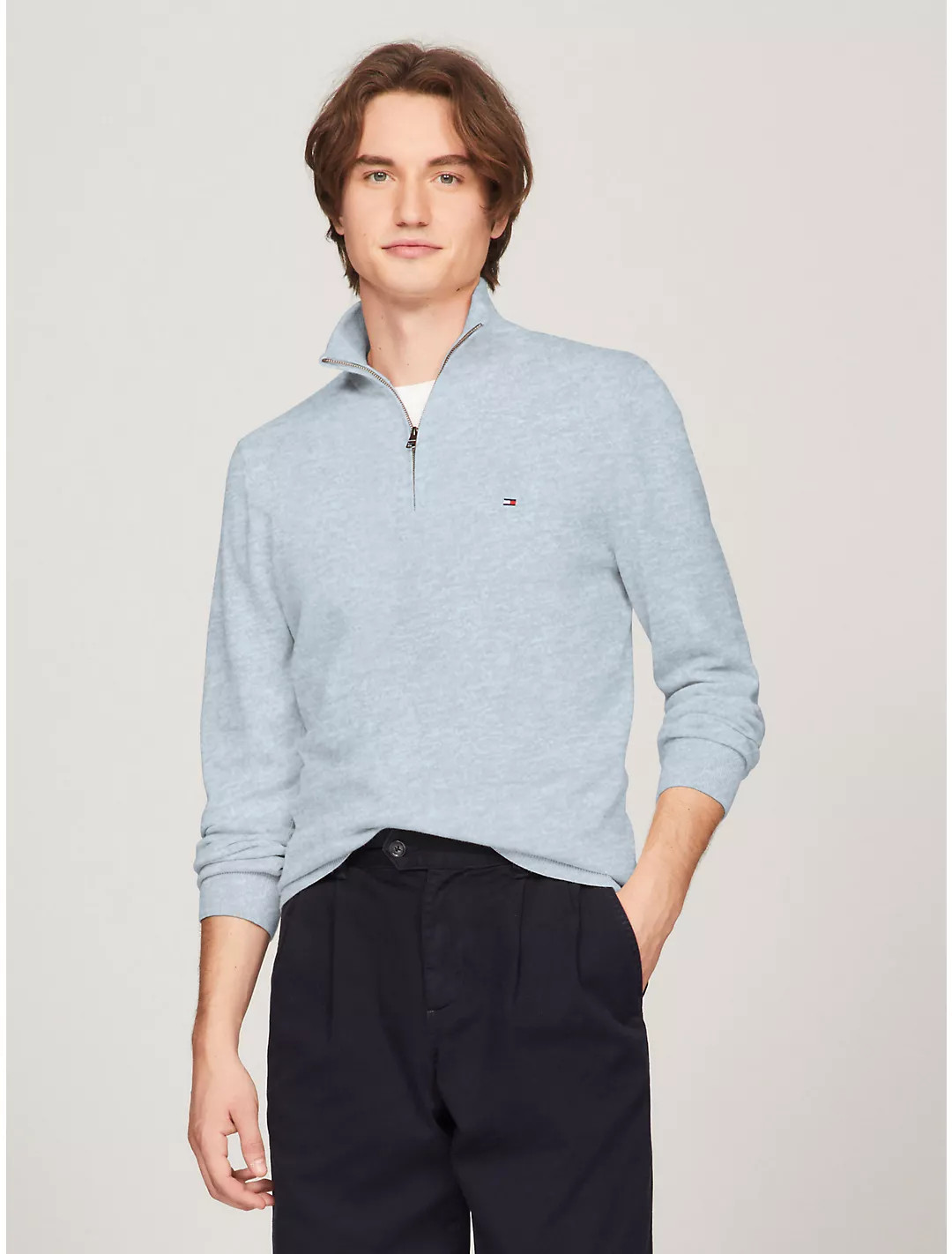 Flag Logo Quarter-Zip Sweater | Tommy Hilfiger | Tommy Hilfiger (US)