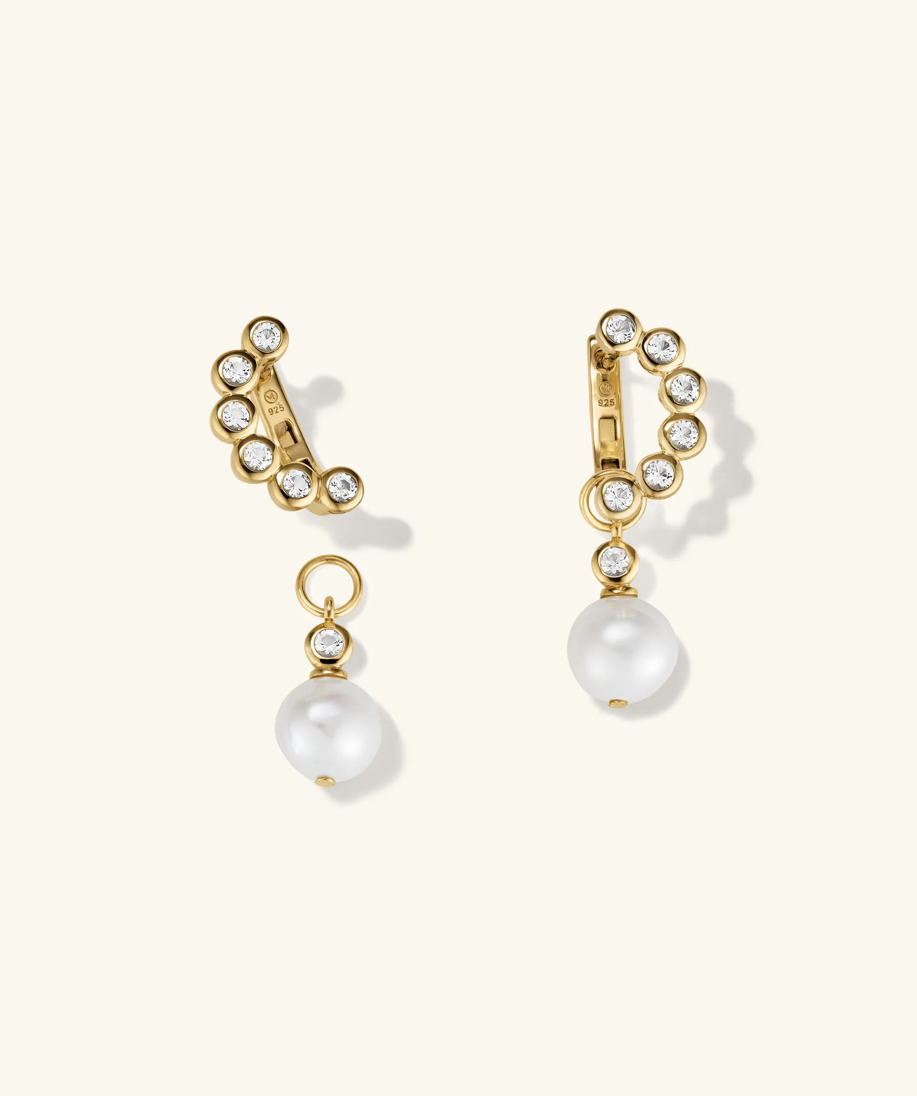 Remy Gemstone Pearl Charm Hoops | Mejuri Fine Crew