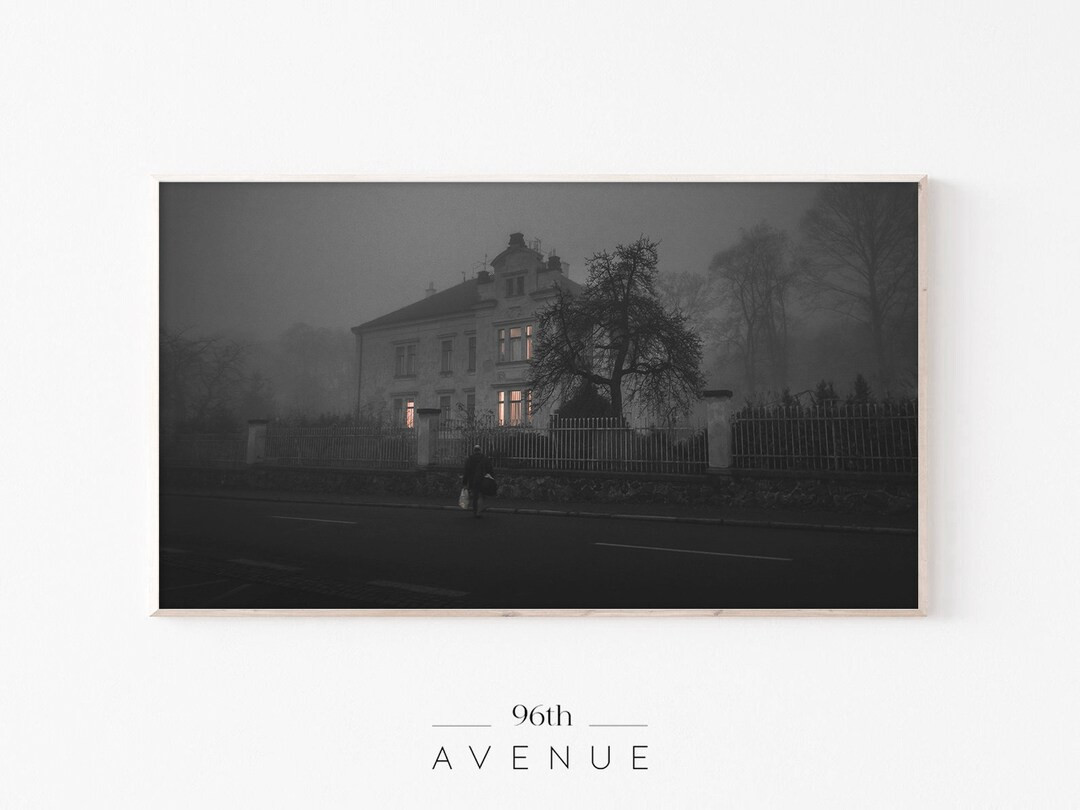 Haunted House Frame Tv Art Gothic Decor Halloween Wall Art - Etsy | Etsy (US)