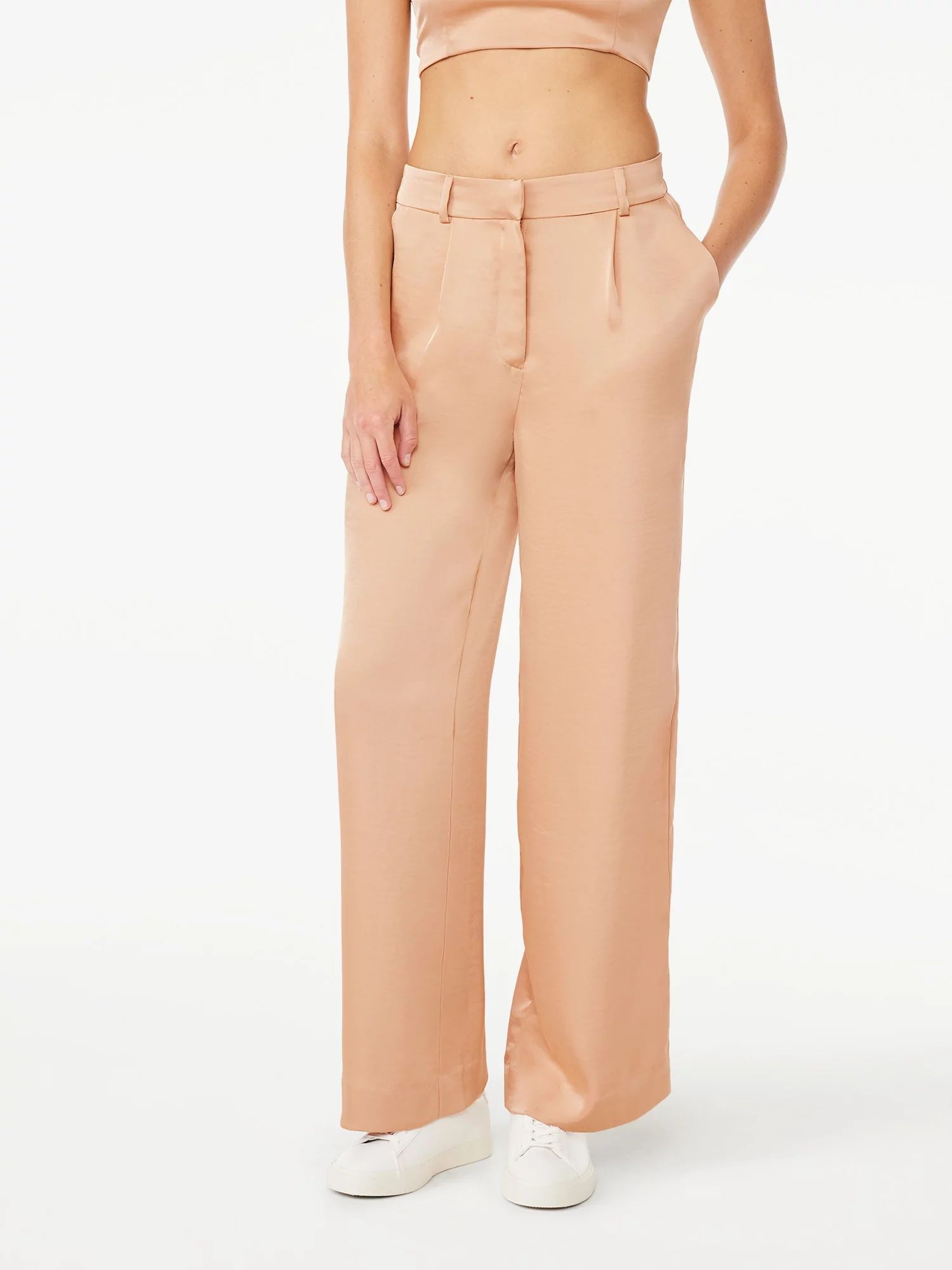 Scoop Women’s Wide Leg Satin Pants, 27.5’’ Inseam, Sizes XS-XXL | Walmart (US)