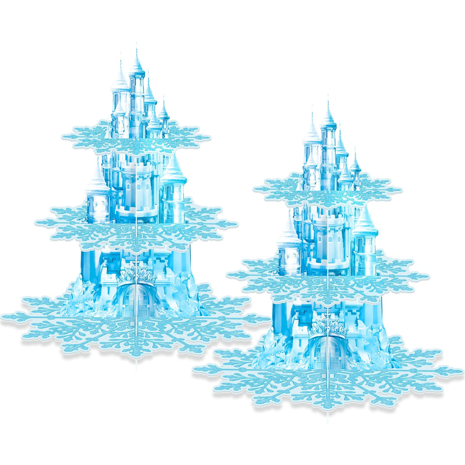2 Pack Cupcake Stands Frozen Birthday Party Decorations: 3-Tier Snowflake Winter Wonderland Theme... | Amazon (US)