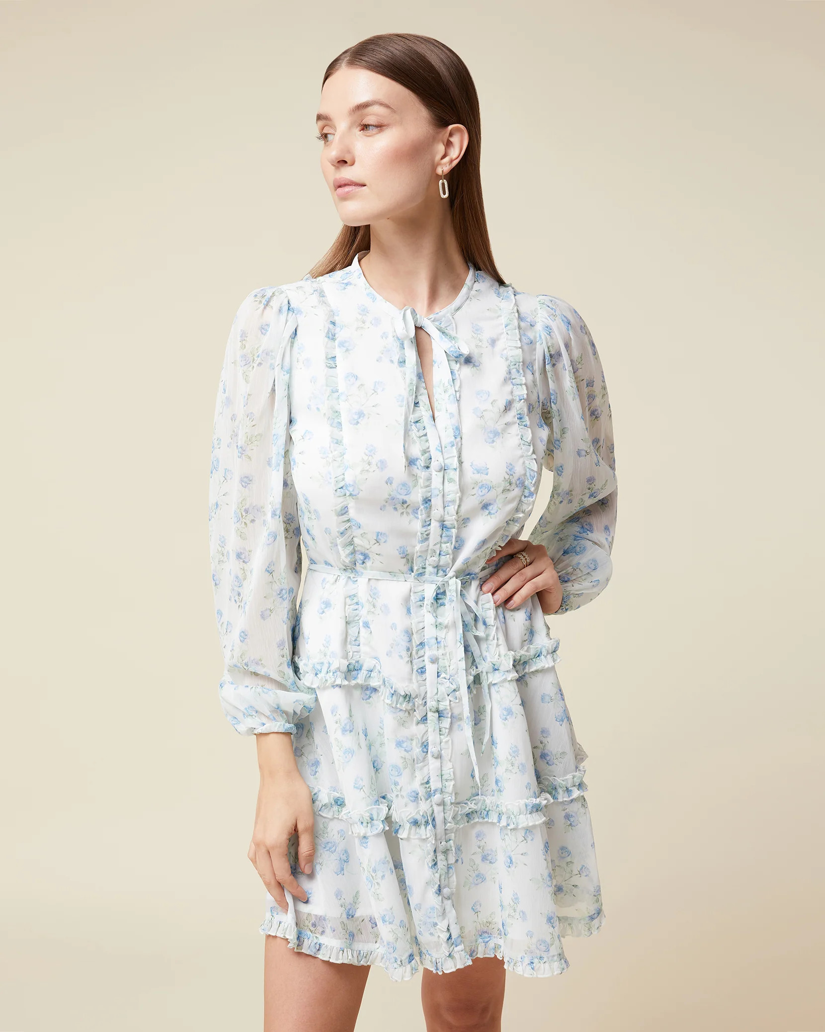 Lace Sleeve Ruffle Mini Dress | Rachel Parcell