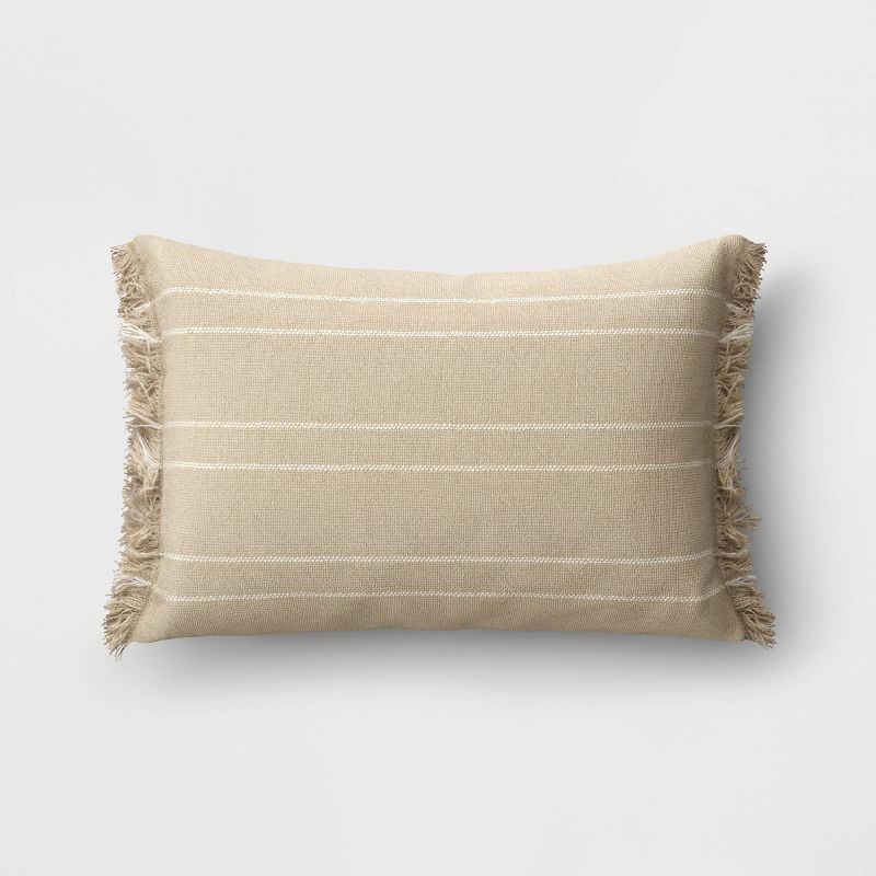 Textured Linen Striped Throw Pillow Neutral - Threshold™ | Target