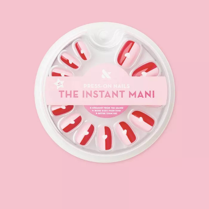 Olive & June Press-On Fake Nails - Round Heart - 42ct - S | Target