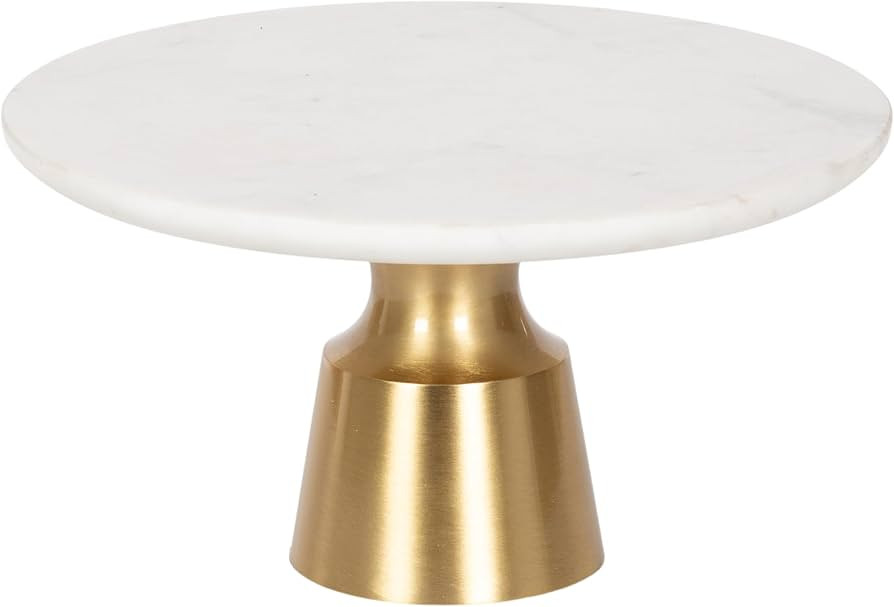 Kate and Laurel Anjana Modern Glam Round Marble Cake Stand, 11 Inch Diameter, White and Gold, Con... | Amazon (US)