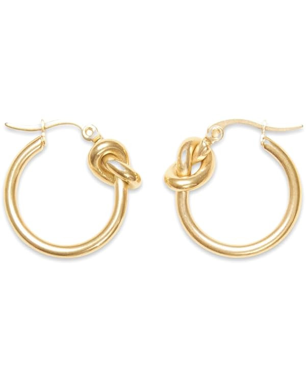 18K Gold Plated Knot Hoop Earrings, French Styled Simple Hoops, Minimalist Jewelry, Never Tarnish... | Amazon (US)