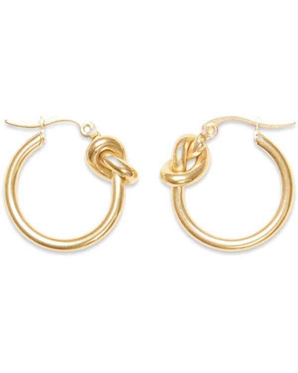 18K Gold Plated Knot Hoop Earrings, French Styled Simple Hoops, Minimalist Jewelry, Never Tarnish... | Amazon (US)