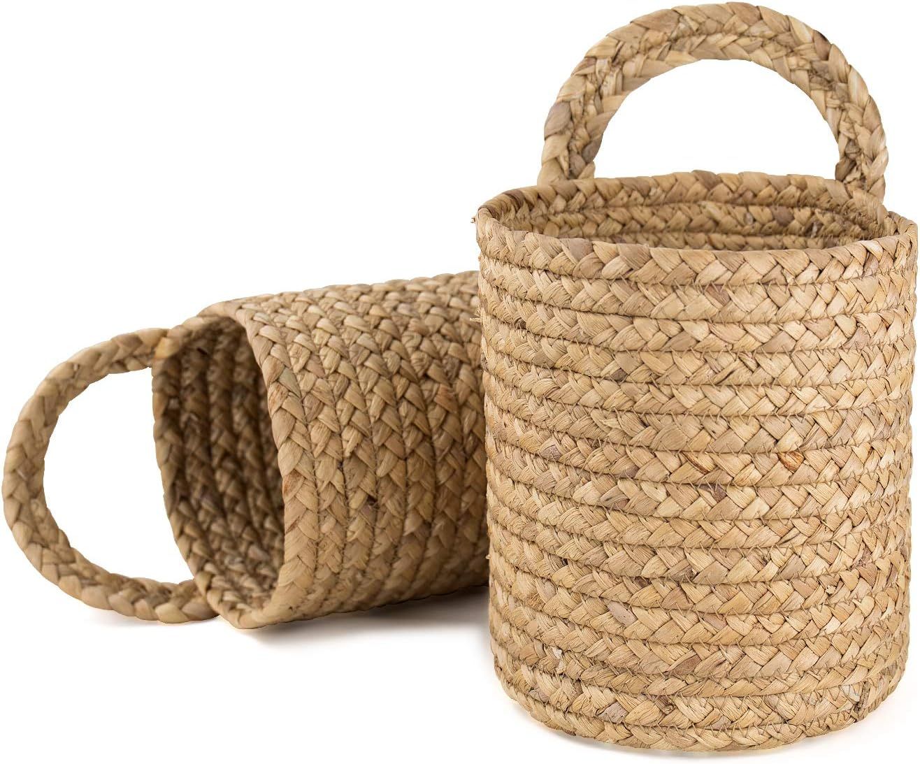 La Jolie Muse Seagrass Woven Storage Baskets Set of 2, Wall Hanging Baskets Organizer, Garden Pla... | Amazon (US)