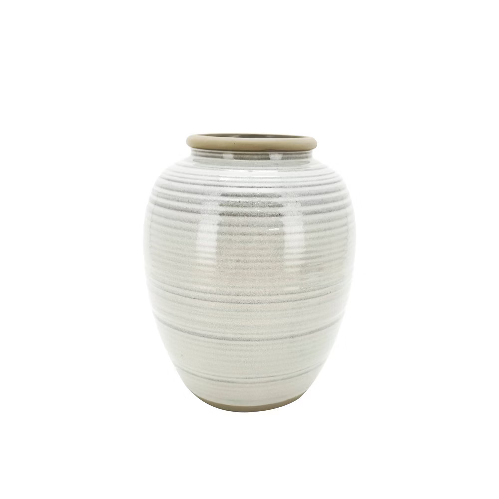 11"" Ceramic Ribbed Vase Gray - Threshold designed with Studio McGee | Target