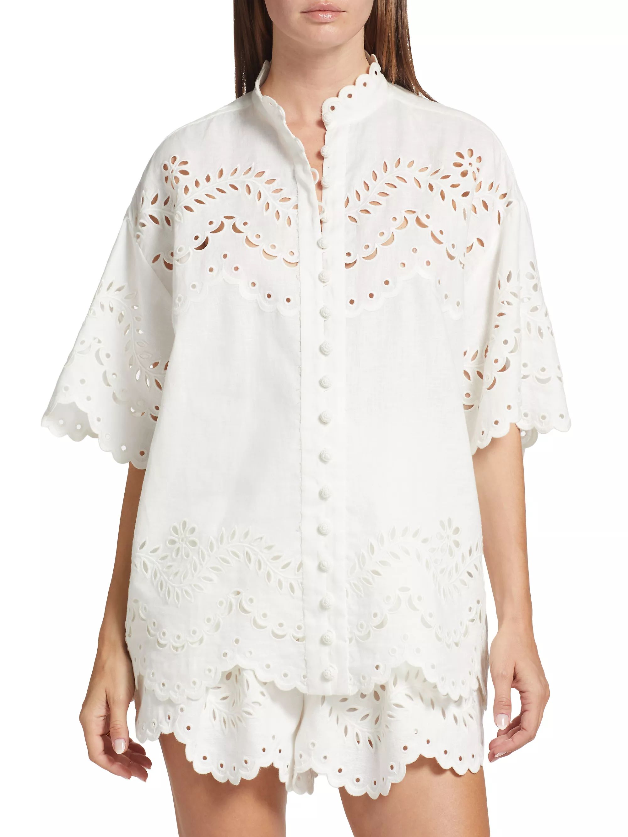 Junie Embroidered Linen Shirt | Saks Fifth Avenue