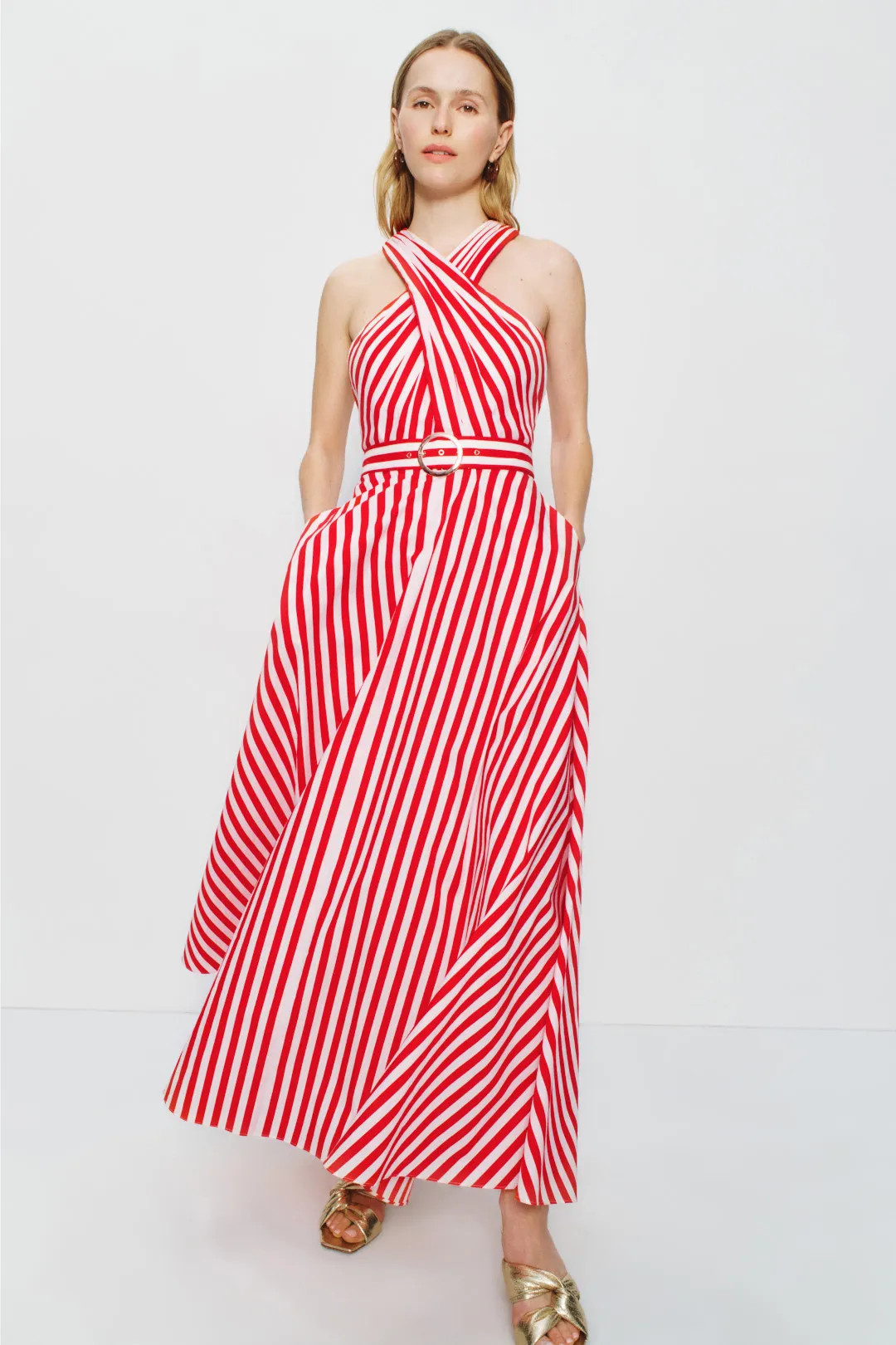 Cross Over Halter Midi Dress | Rent the Runway