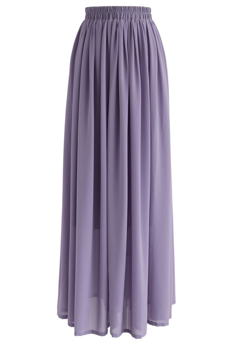 Purple Pleated Maxi Skirt | Chicwish