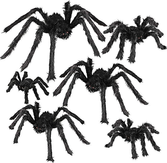 Dreampark Halloween Spider Decorations, 6 Pcs Realistic Hairy Spiders Set, Scary Spider Props for... | Amazon (US)