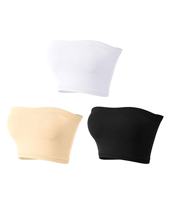 SBS Fashion Women's Bandeaus Asst - Tan, Black & White Seamless Bandeau Set | Zulily