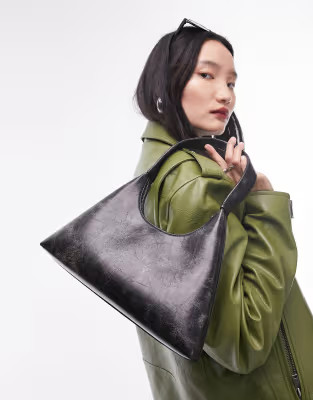 Topshop Shia Y2K shoulder bag in distressed black | ASOS (Global)