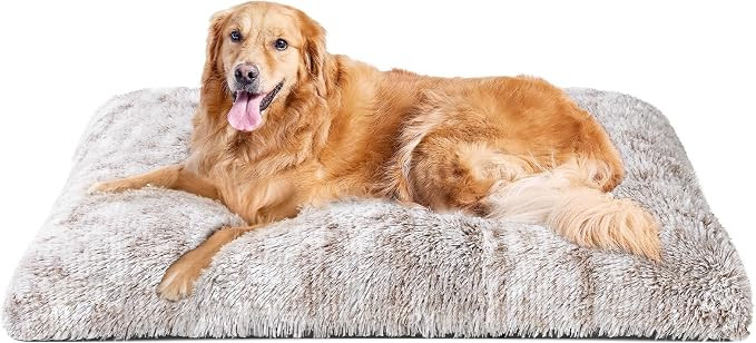 EHEYCIGA Fluffy Dog Crate Bed for Extra Large Dogs, Plush Faux Fur Pet Crate Pad, Calming Anti An... | Amazon (US)