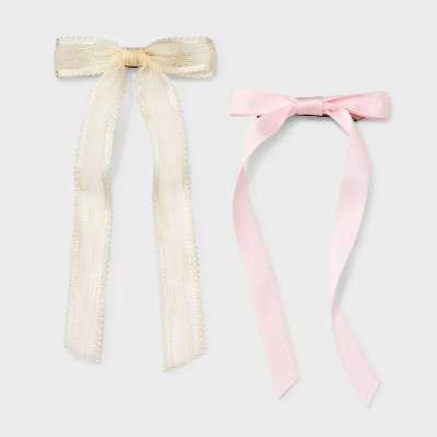 Sheer Satin Bow Barrette Set - A New Day™ Pink | Target