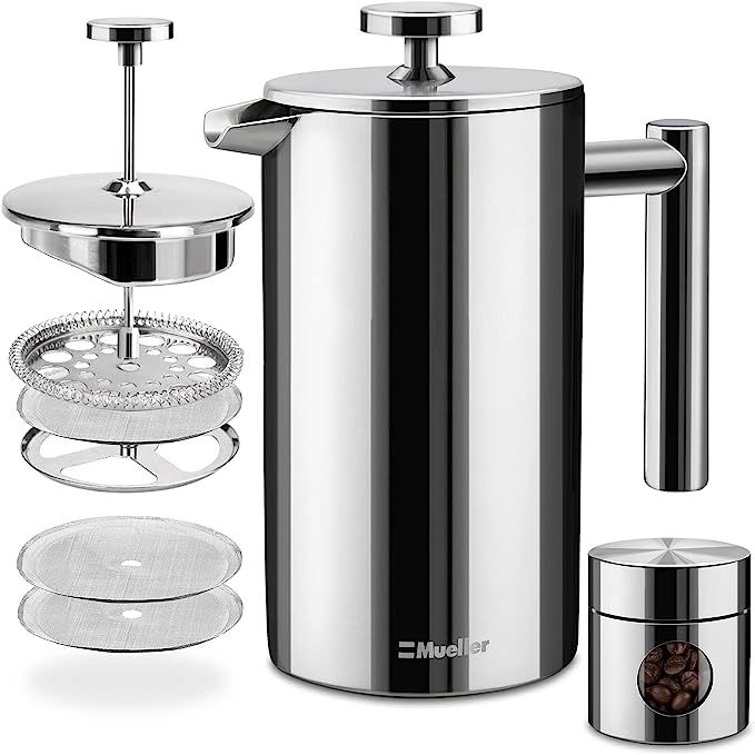Mueller French Press Double Insulated 304 Stainless Steel Coffee Maker 4 Level Filtration System,... | Amazon (US)