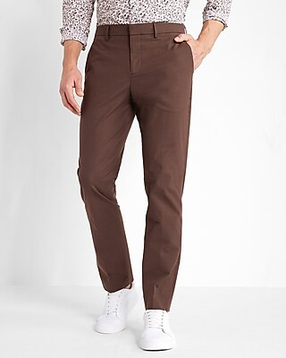 Slim Solid Brown Cotton Suit Pant | Express