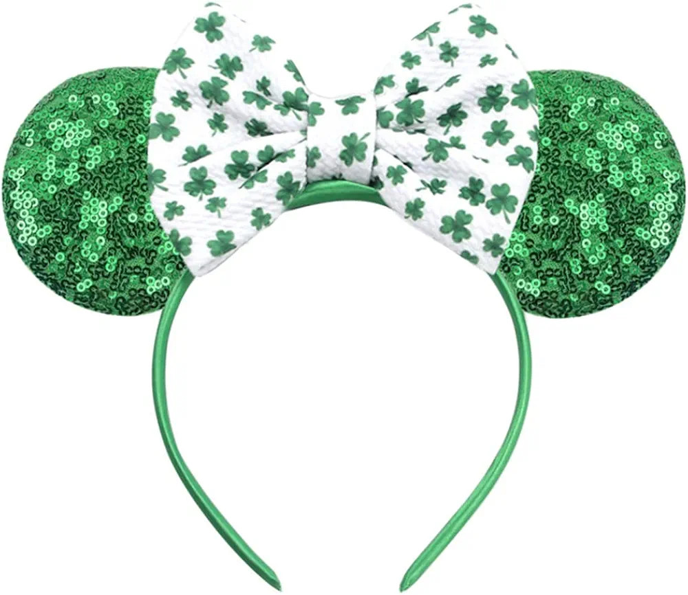 Kiddale St. Patrick’s Day Headband,shamrock headband for women Girls,Green Irish Sequin Mouse E... | Amazon (US)