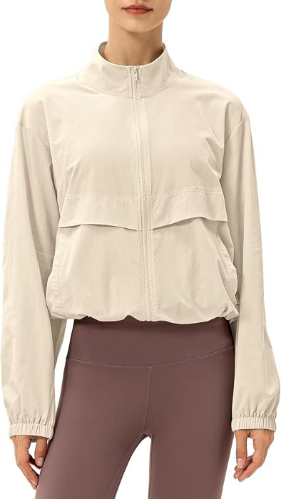 Women's Lightweight Zip Up Athletic Jacket Stand Collar Windproof Sun Protection Workout Outdoor Jacket | Amazon (US)