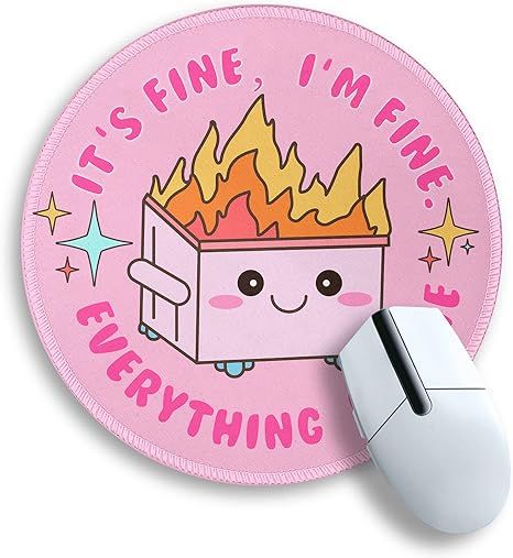 Funny Round Mouse Pad for Desk, Cute Office Decor for Women, Dumpster on Fire Small Mousepad，St... | Amazon (US)