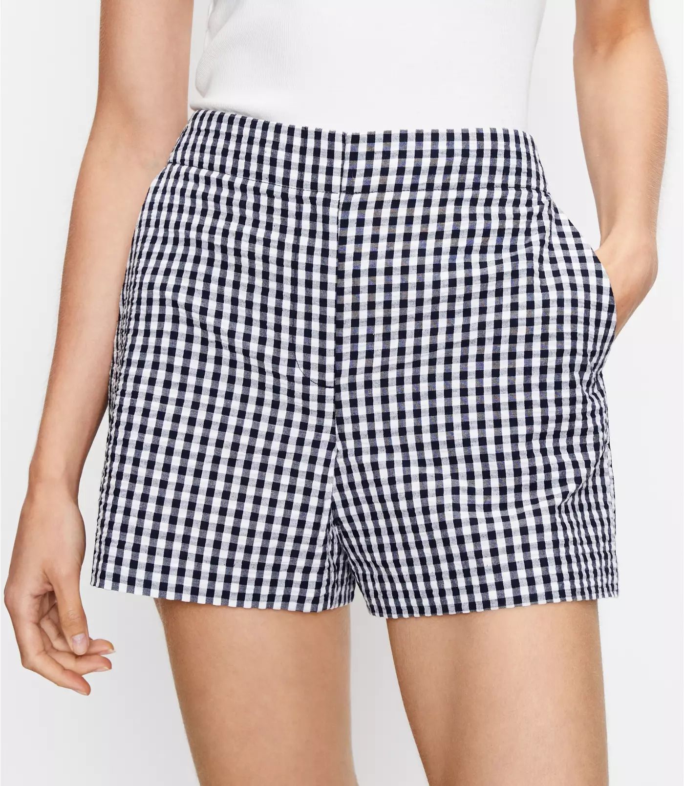 Structured Shorts in Gingham | LOFT | LOFT