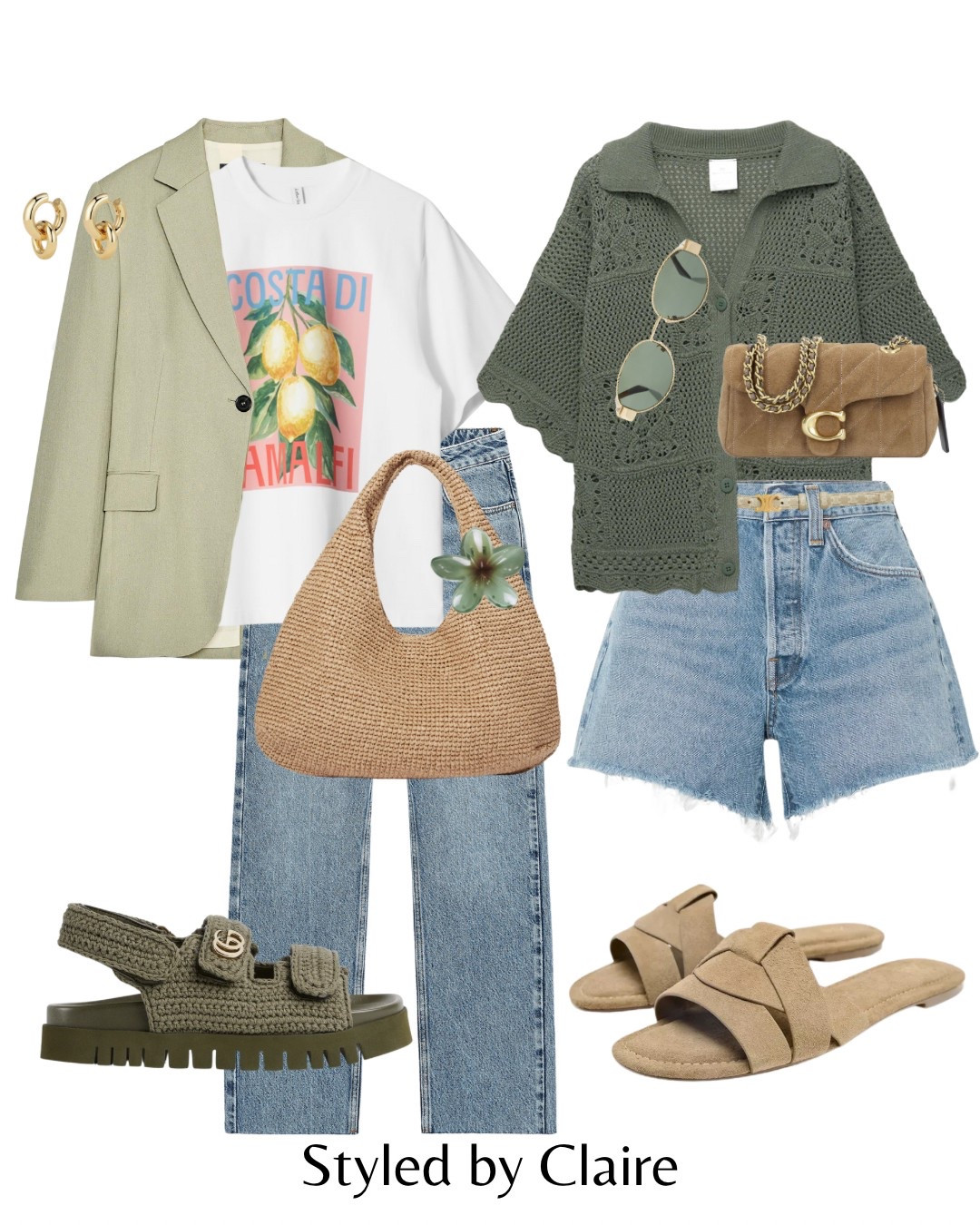 Shades of Green🥝
Tags: sage oversized linen blazer printed tshirt other stories H&M raffia tote bag jeans Gucci sandals suede denim agolde shirts Zara knit khaki crochet shirt coach bag fashion spring summer inspo outfit ideas chic women’s style holiday vacation Ibiza Barcelona Dubai statement brunch capsule wardrobe

#LTKstyletip #LTKsummer #LTKspring