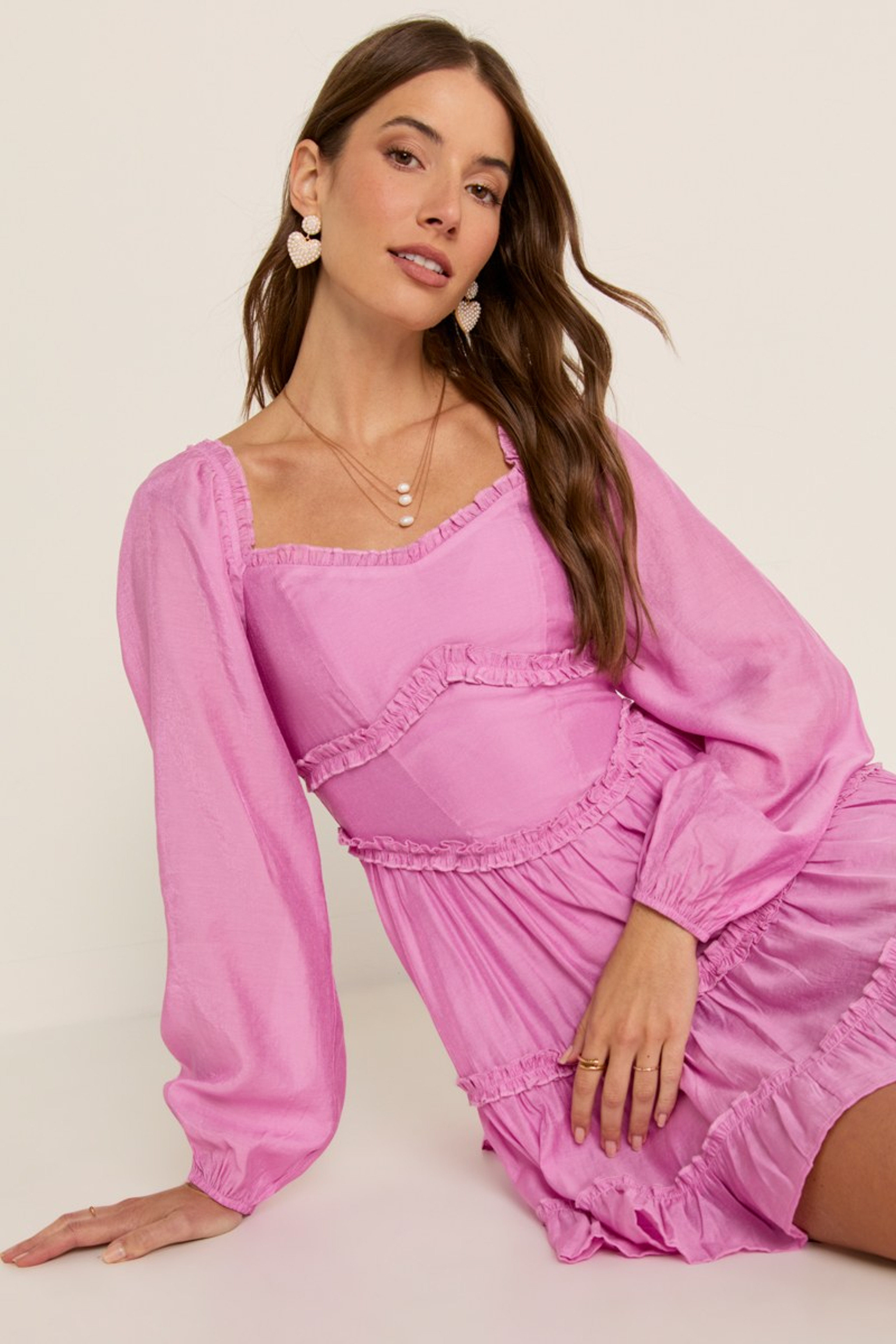 Vickie Long Sleeve Ruffle Tiered Mini Dress | Francesca's