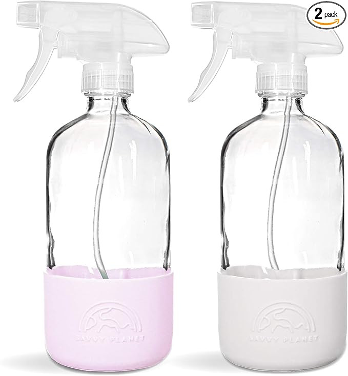 SAVVY PLANET Empty Clear Glass Spray Bottles with Silicone Sleeve Protection - Refillable 16 oz C... | Amazon (US)
