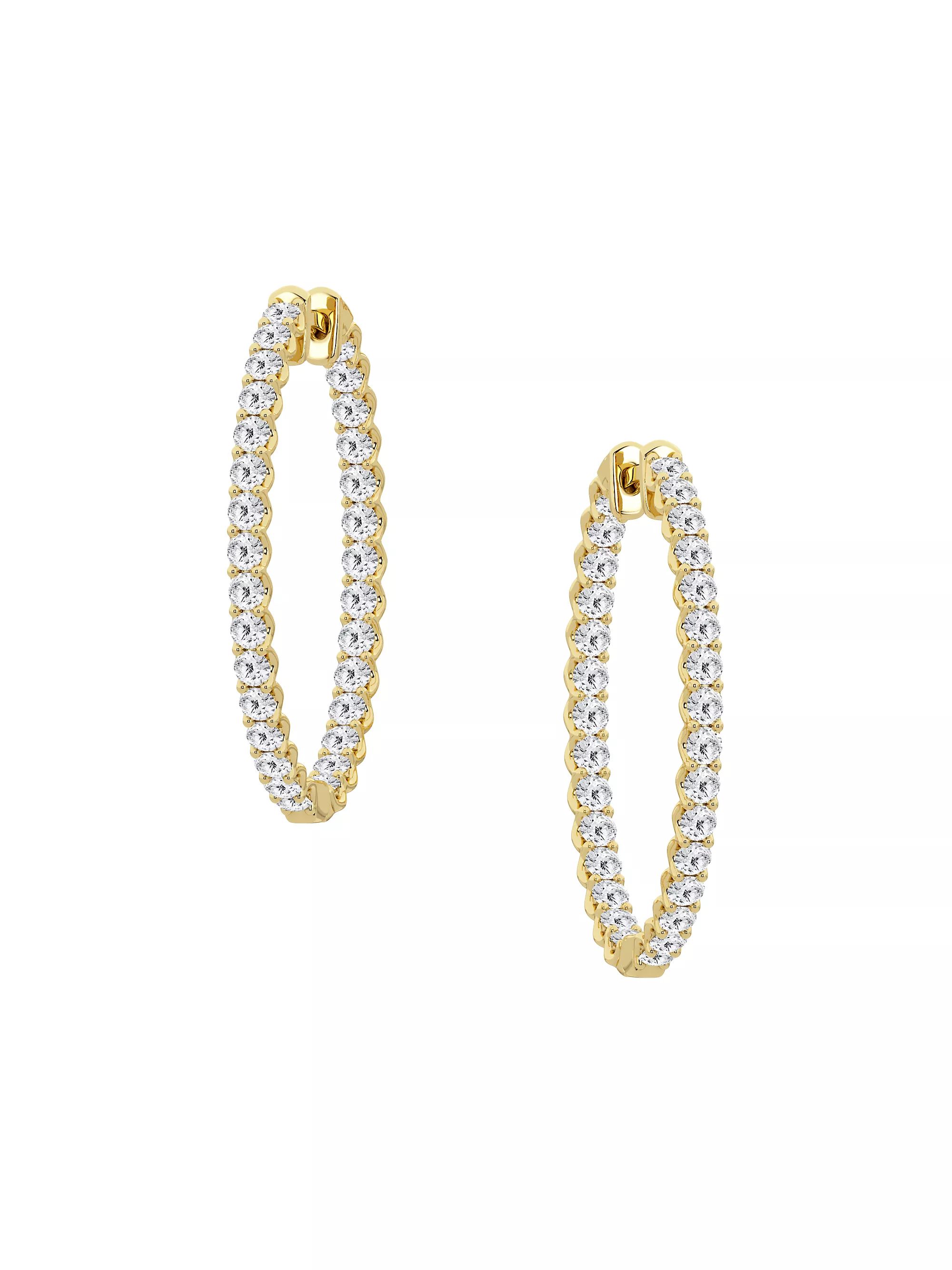 EarringsHoopsOnly at SaksSaks Fifth Avenue Collection14K Yellow Gold & 3 TCW Natural Diamond Insi... | Saks Fifth Avenue