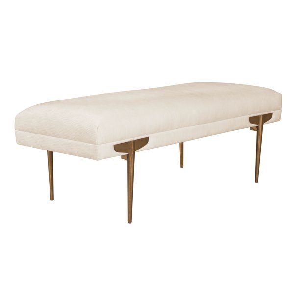 TOV Furniture Brno White Waived Velvet Bench with Gold Legs | Walmart (US)