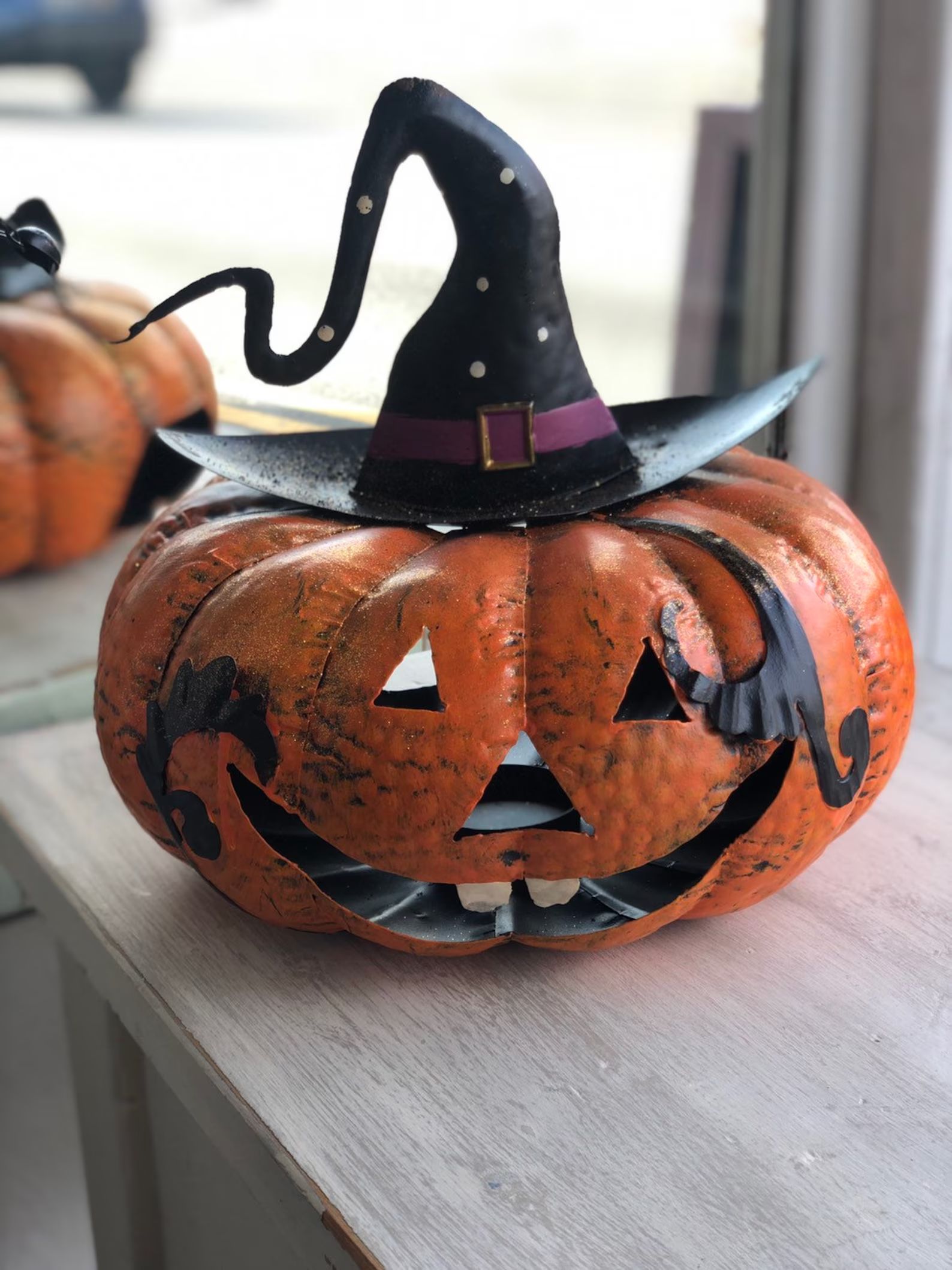 Spooky Pumpkin Metal Halloween Lantern Tea Light Holder - Etsy Slovakia | Etsy (EU)