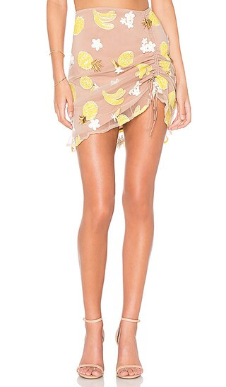 For Love & Lemons Fruitpunch Shirred Mini Skirt in Pineapple | Revolve Clothing (Global)
