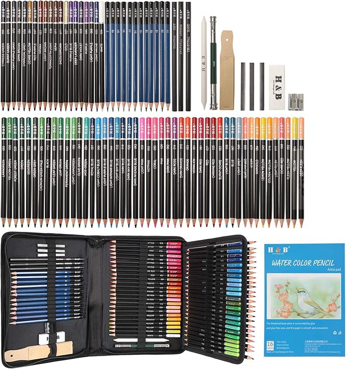 YBLANDEG Sketching and Drawing Colored Pencils Set 96-Pieces,Art Supplies Painting Graphite Profe... | Amazon (US)