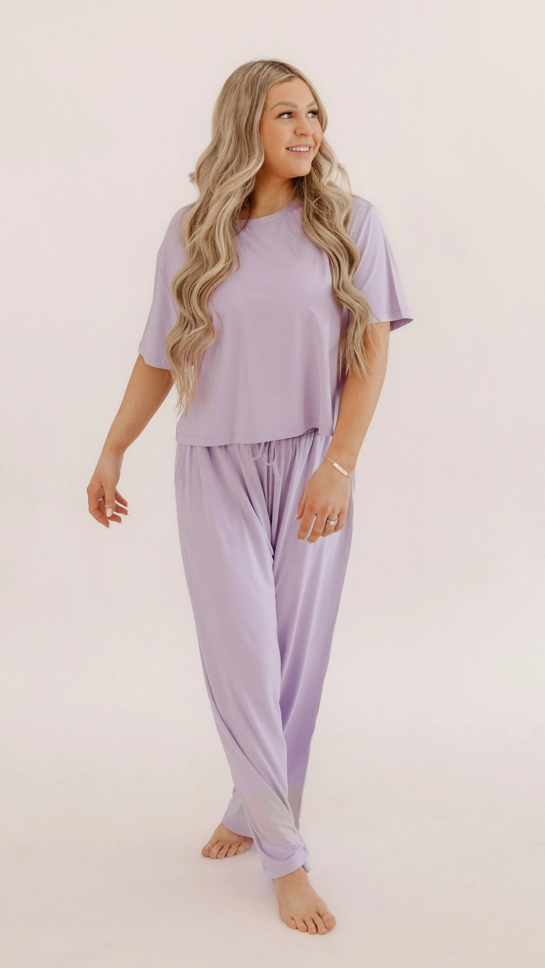 Womens T-Shirt Lounge Set In Lilac | Silks Design