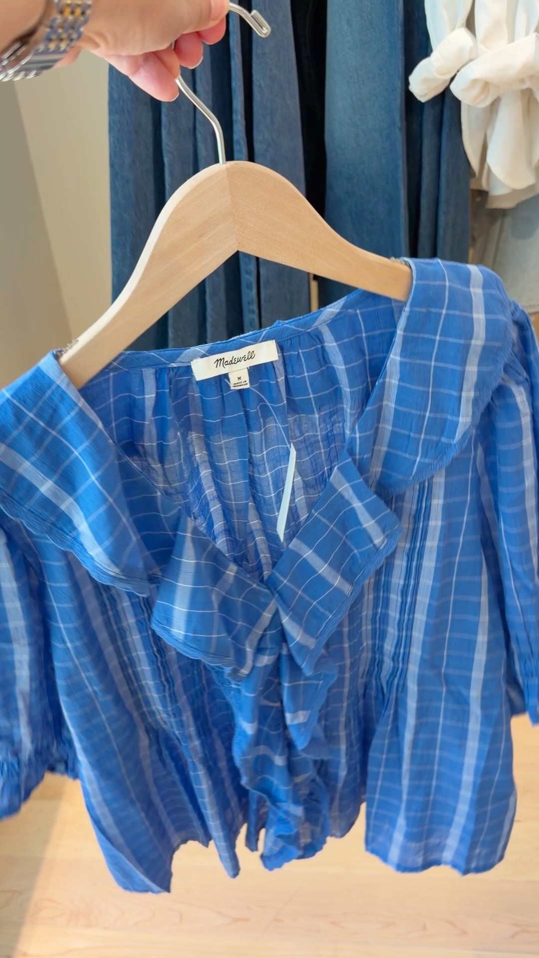 Madewell new arrivals for spring and summer! Loving all of the pretty blue and white tops! Such a gorgeous shade of blue with beautiful feminine details! This top would look great with white pants or jeans to create a great work outfit for business casual workwear. You could also wear this top with white shorts for a cute spring and summer outfit.

#LTKxMadewell #LTKWorkwear #LTKOver40