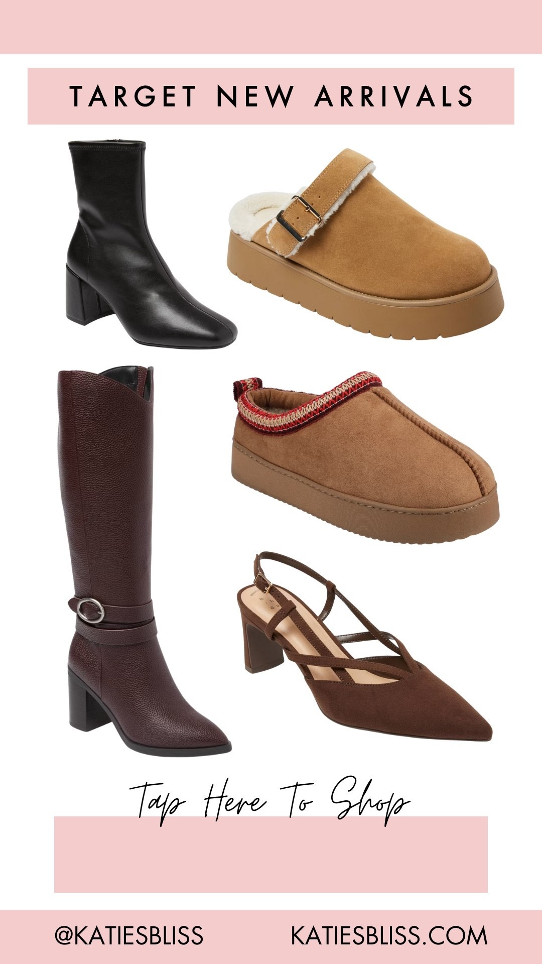 Target new arrivals ✨

Fall. Shoes. Autumn. Pump. Ugg dupe. Boots. Booties. 



#LTKFindsUnder100 #LTKShoeCrush #LTKStyleTip